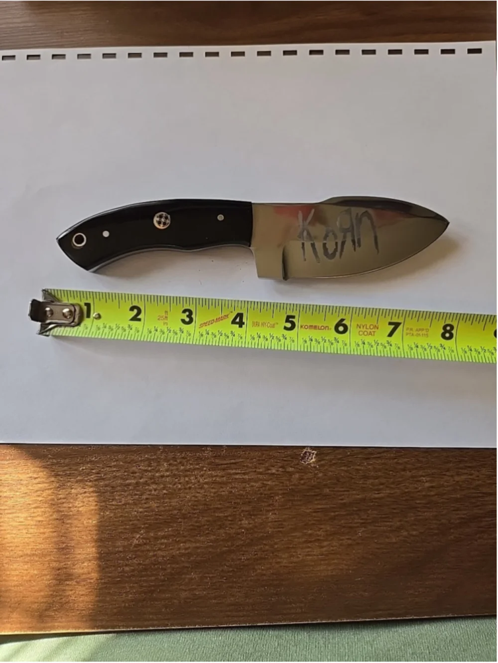 Custom Handmade USA Fixed Blade Knife With KORN Etched In Blade 8